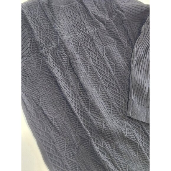 Mens Dark Gray Textured Cable Knit Turtleneck Sweater 2XL 3XL - Picture 4 of 10